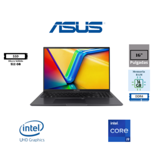 LAPTOP ASUS VIVOBOOK 16 X1605VAP INTEL CORE 9 270H 16" WUXGA 16GB DDR5 512GB SSD INTEL GRAPHICS FREEDOS