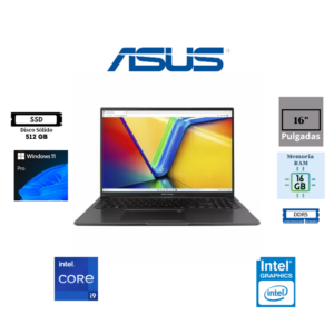 LAPTOP ASUS VIVOBOOK 16 X1605VAPBF-MB236 INTEL CORE 9 270H 16″ WUXGA IPS 16GB DDR5 512GB SSD INTEL GRAPHICS