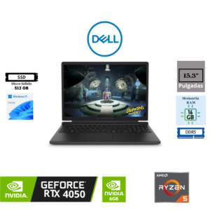 LAPTOP GAMING DELL ALIENWARE 15 15.3″ WUXGA 165HZ AMD RYZEN 5 220 16GB RAM DDR5 5600MT/S 512GB SSD M.2 PCIE NVME GEN4 NVIDIA GEFORCE RTX 4050 6GB GDDR6 WINDOWS 11 HOME