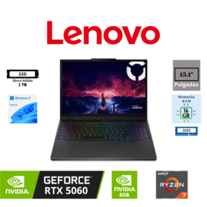 LAPTOP GAMING LENOVO LEGION 5 15AKP10 15.1″ WQXGA OLED 165HZ AMD RYZEN AI 7 350 16GB RAM DDR5 5600MHZ 1TB SSD M.2 2242 PCIE 4.0 NVME NVIDIA GEFORCE RTX 5060 8GB GDDR7 WINDOWS 11 ECLIPSE BLACK