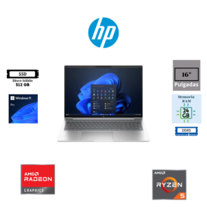 LAPTOP HP PROBOOK 4 G1AH 16″ WUXGA IPS ANTIRREFLEJO AMD RYZEN 5 220 24GB RAM DDR5 5600MHZ 512GB SSD PCIE NVME AMD RADEON 740M WINDOWS 11 PRO