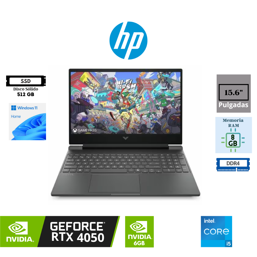 LAPTOP HP VICTUS GAMING 15-FA2018LA INTEL CORE I5-13420H 15.6″ FHD IPS 144HZ 8GB DDR4 512GB SSD NVIDIA GEFORCE RTX 4050 6GB WINDOWS 11 HOME