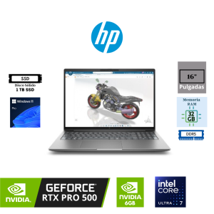 LAPTOP HP ZBOOK X G2i INTEL CORE ULTRA 7 356H 32GB DDR5 1TB SSD WINDOWS 11 PRO NVIDIA RTX PRO 500 BLACKWELL 6GB