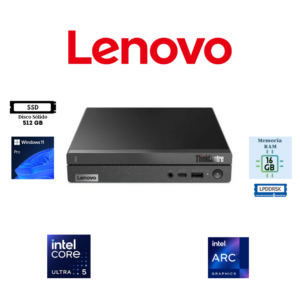 COMPUTADORA MINI PC LENOVO THINKCENTRE NEO 50Q GEN 6 TINY INTEL CORE ULTRA 5 226V 16GB RAM LPDDR5X 512GB SSD M.2 NVME INTEL ARC 130V WINDOWS 11 PRO