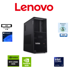 COMPUTADORA WORKSTATION LENOVO THINKSTATION P3 TOWER GEN 2 INTEL CORE ULTRA 9 285K 32GB DDR5 2TB SSD NVIDIA RTX 2000 ADA 16GB WINDOWS 11 PRO