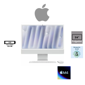 COMPUTADORA ALL IN ONE APPLE IMAC 24″ 24GB RAM 512GB SSD PLATA