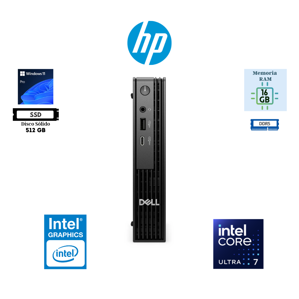 COMPUTADORA DESKTOP PC DELL PRO MICRO RM6YP INTEL CORE ULTRA 7 265T 16GB DDR5 512GB SSD INTEL GRAPHICS WINDOWS 11 PRO