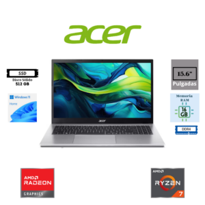 LAPTOP ACER ASPIRE GO 15 AG15-42P-R917 15.6" FHD AMD RYZEN 7 7730U 16GB DDR4 512GB SSD AMD RADEON GRAPHICS WINDOWS 11 HOME