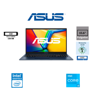 LAPTOP ASUS VIVOBOOK 15 15.6" FHD INTEL CORE 3 100U 8GB DDR5 128GB SSD WINDOWS 11 HOME INTEL GRAPHICS AZUL