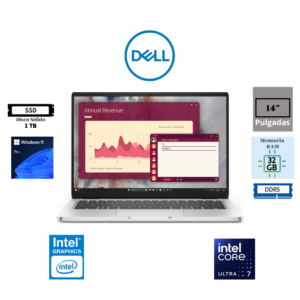 LAPTOP DELL PRO 14 14" PC14250 INTEL CORE ULTRA 7 255U 32GB DDR5 1TB SSD INTEL GRAPHICS WUXGA WINDOWS 11 PRO