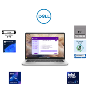 LAPTOP DELL PRO 14 PLUS PB14250 INTEL CORE ULTRA 7 32GB LPDDR5X 1TB SSD INTEL ARC GRAPHICS 14 FHD+ WINDOWS 11 PRO