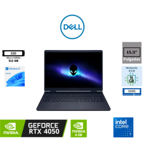 LAPTOP GAMING DELL ALIENWARE AURORA 15 DA15260 15.3" WUXGA 165HZ INTEL CORE 7 240H 16GB RAM 512GB SSD NVIDIA GEFORCE RTX 4050 6GB WINDOWS 11