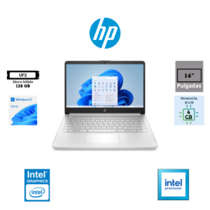 LAPTOP HP 14-DQ6101DX 14" HD INTEL N150 4GB RAM 128GB UFS WINDOWS 11