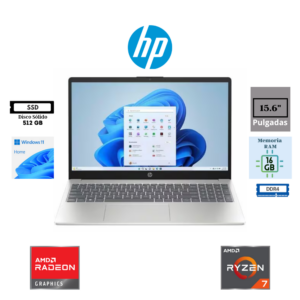 LAPTOP HP 15-FC0225DX 15.6" FHD TOUCH AMD RYZEN 7 7730U 16GB DDR4 512GB SSD AMD RADEON GRAPHICS WINDOWS 11
