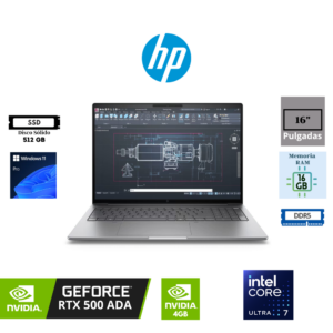 LAPTOP WORKSTATION HP ZBOOK 8 G1I 16" INTEL CORE ULTRA 7 255H 16GB DDR5 512GB SSD NVIDIA RTX 500 ADA 4GB WINDOWS 11 PRO