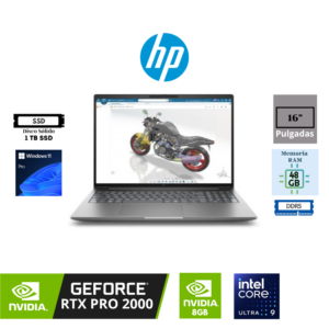 LAPTOP WORKSTATION HP ZBOOK X G2I 16" INTEL CORE ULTRA 9 386H 48GB DDR5 1TB SSD NVIDIA RTX PRO 2000 8GB WINDOWS 11 PRO