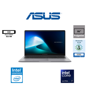 LAPTOP ASUS EXPERTBOOK P3 P3606CCAP-MB0231 16" INTEL CORE ULTRA 7 255H 16GB DDR5 512GB SSD INTEL GRAPHICS WUXGA FREEDOS