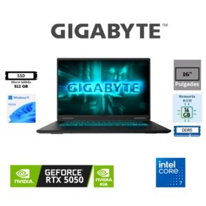 LAPTOP GAMING GIGABYTE GAMING A16 16" INTEL CORE I7-13620H 16GB DDR5 512GB SSD NVIDIA GEFORCE RTX 5050 8GB WUXGA 165HZ WINDOWS 11 HOME