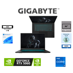 LAPTOP GAMING GIGABYTE GAMING A16 16" INTEL CORE I7-13620H 32GB DDR5 1TB SSD NVIDIA GEFORCE RTX 5060 8GB WUXGA 165HZ WINDOWS 11 HOME