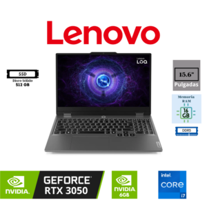 LAPTOP GAMING LENOVO LOQ 15IRX9 15.6" INTEL CORE I7-13650HX 16GB DDR5 512GB SSD NVIDIA GEFORCE RTX 3050 6GB FHD IPS 144HZ FREEDOS