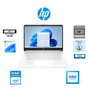 LAPTOP HP 14-DQ6102DS 14" INTEL N150 4GB DDR4 128GB UFS INTEL UHD GRAPHICS WINDOWS 11 HOME