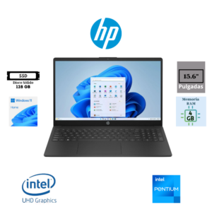 LAPTOP HP 15-FD0079 15.6" INTEL PENTIUM N200 4GB RAM 128GB UFS INTEL UHD GRAPHICS HD WINDOWS 11