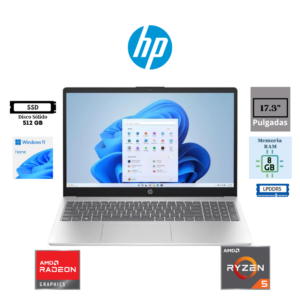 LAPTOP HP 17-CP2025DX 17.3" AMD RYZEN 5 7520U 8GB LPDDR5 512GB SSD AMD RADEON GRAPHICS FHD IPS WINDOWS 11 HOME