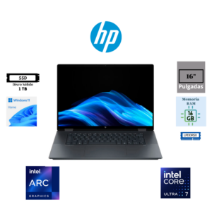 LAPTOP HP OMNIBOOK X FLIP 16-AS0023DX 16" INTEL CORE ULTRA 7-256V 16GB LPDDR5X 1TB SSD INTEL ARC GRAPHICS WUXGA TOUCHSCREEN WINDOWS 11 HOME
