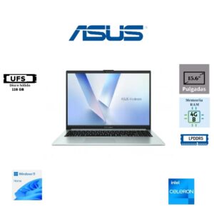 LAPTOP ASUS VIVOBOOK GO 15 E1504TA-PS04-G INTEL N150 128GB SSD 4GB DDR4 15.6 HD (1920X1080) WINDOWS 11 HOME COLOR GREEN GRAY