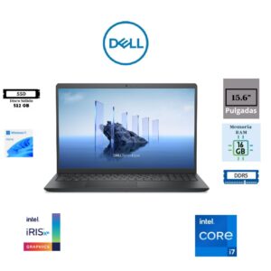 LAPTOP DELL 15 DC15250 CORE I7-1355U 512GB SSD 8GB 15.6" (1920X1080) TOUCHSCREEN WINDOWS 11 HOME CARBON BLACK