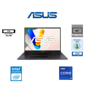 LAPTOP ASUS VIVOBOOK 16 X1605VAP 16" WUXGA INTEL CORE 9 270H 16GB RAM 512GB SSD FREEDOS INDIE BLACK X1605VAPBF-MB264