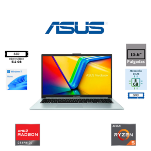 LAPTOP ASUS VIVOBOOK 15 X1504VA 15.6" FHD INTEL CORE 5 120U 8GB RAM DDR5 512GB SSD FREEDOS AZUL X1504VA-E85702