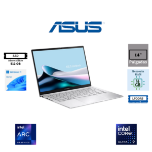LAPTOP ASUS ZENBOOK 14 UX3405CA 14" 2.8K OLED INTEL CORE ULTRA 9 285H 16GB RAM LPDDR5 512GB SSD WINDOWS 11 HOME SILVER UX3405CA-SU159W