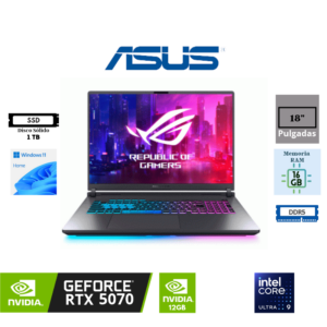 LAPTOP GAMING ASUS ROG STRIX G18 G815LP 18" INTEL CORE ULTRA 9 290HX 16GB RAM 1TB SSD RTX 5070 12GB WINDOWS 11 HOME G815LP-TT191W