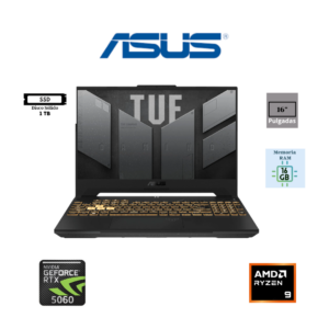 LAPTOP GAMING ASUS TUF GAMING A16 FA608PM-RV083W 16″ FHD+ 165HZ AMD RYZEN 9-8940HX 16GB RAM DDR5 1TB SSD NVIDIA GEFORCE RTX5060 8GB FREEDOS
