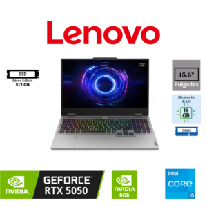 LAPTOP GAMING LENOVO LOQ 15 15.6" FHD INTEL CORE I5-13450HX 16GB RAM DDR5 512GB SSD NVIDIA GEFORCE RTX 5050 8GB FREEDOS 83JE00YVLM