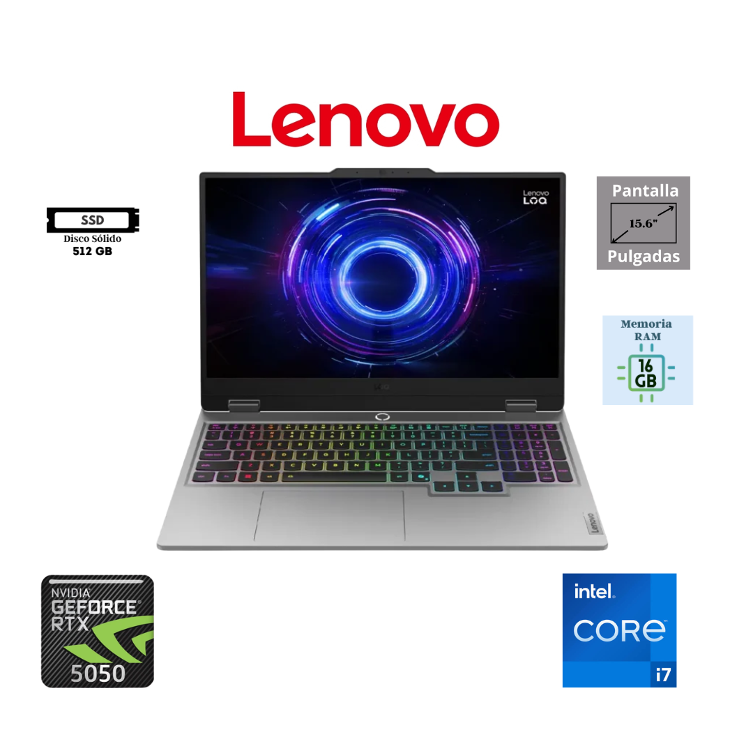 LAPTOP GAMING LENOVO LOQ 15IRX10 15.6″ FHD IPS 144HZ INTEL CORE I7-13650HX 16GB RAM DDR5 512GB SSD NVIDIA GEFORCE RTX 5050 8GB FREEDOS