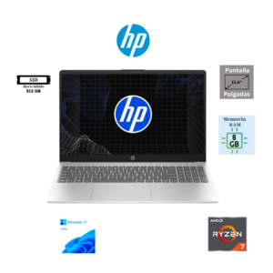 LAPTOP HP 15-FC0287LA 15.6″ FHD IPS AMD RYZEN 7-7730U 8GB RAM DDR4 512GB SSD WINDOWS 11 HOME