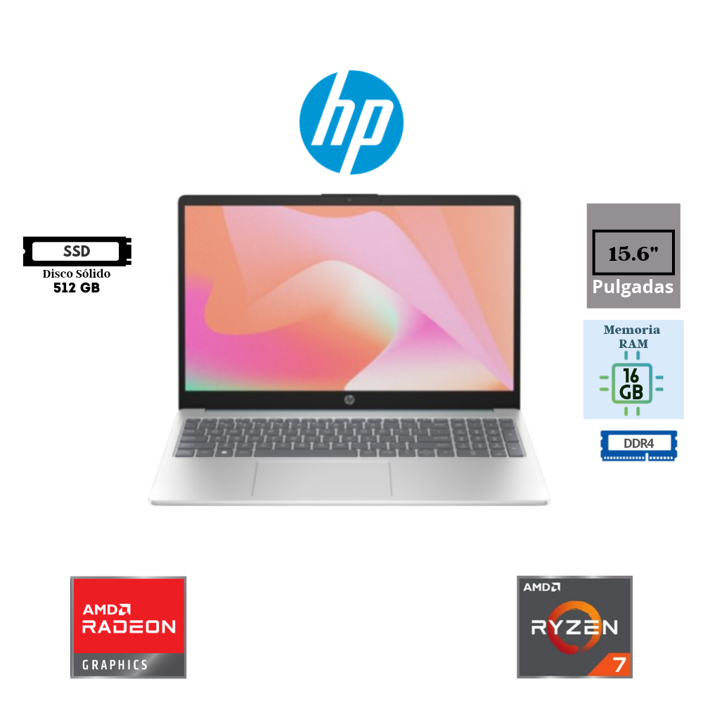 LAPTOP HP 15-FC0373LA 15.6" FHD IPS AMD RYZEN 7 7730U 16GB RAM DDR4 512GB SSD FREEDOS AZUL