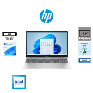 LAPTOP HP 15-FD0092WM INTEL PROCESSOR N250 4GB DDR4 128GB UFS 15.6 HD (1366 X 768) DISPLAY WINDOWS 11 HOME COLOR NATURAL SILVER