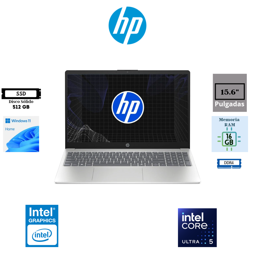 LAPTOP HP 15-FD2352LA 15.6" FHD INTEL CORE ULTRA 5 225U 16GB RAM 512GB SSD WINDOWS 11 HOME PLATA