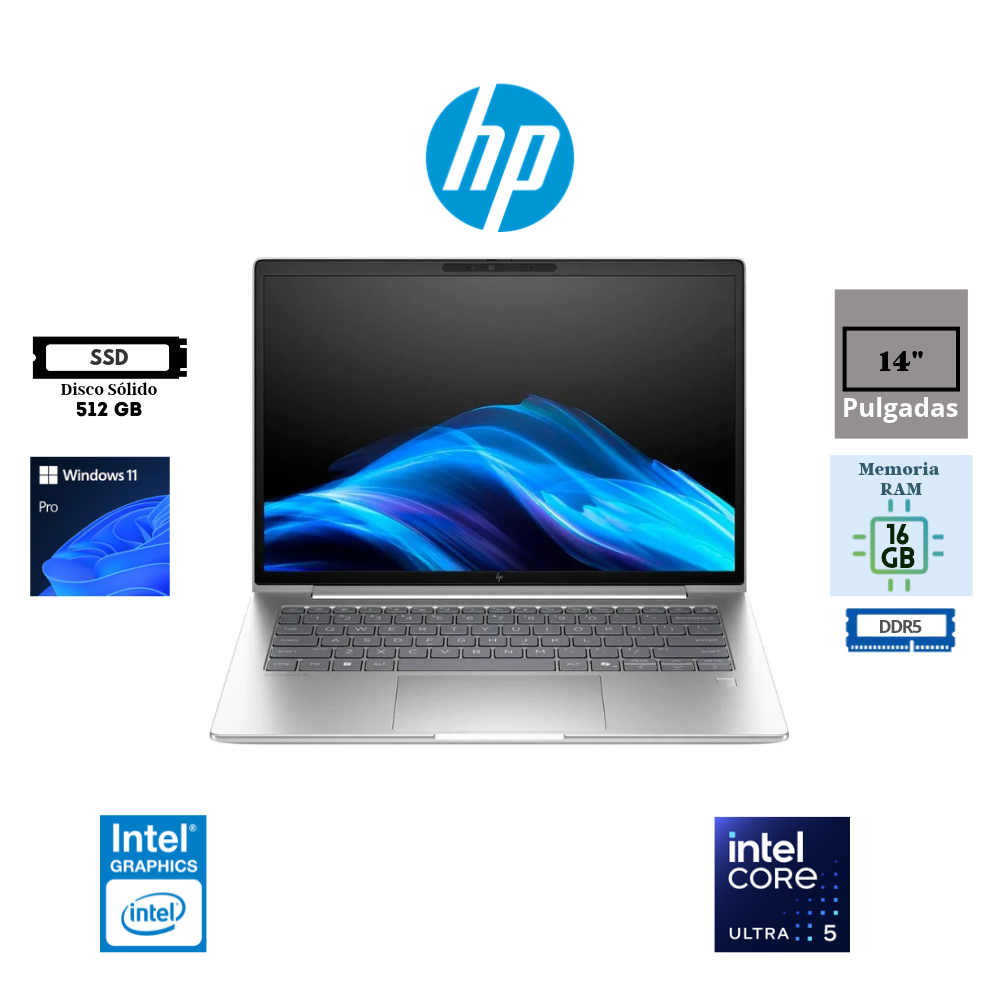 LAPTOP HP ELITEBOOK 6 G1I 14" WUXGA (1920X1200) INTEL CORE ULTRA 5 235U 16GB RAM 512GB SSD WINDOWS 11 PRO