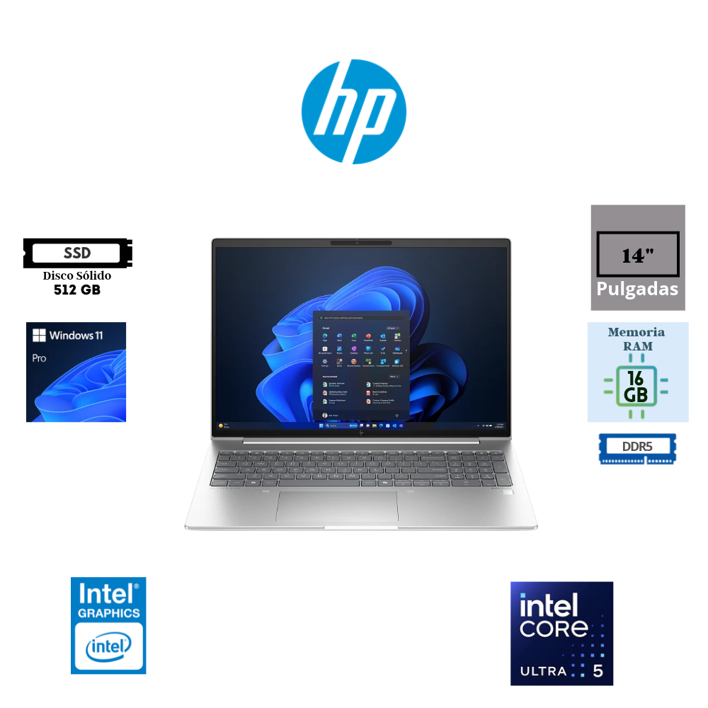 LAPTOP HP ELITEBOOK 8 G1I 14" FHD INTEL CORE ULTRA 5 226V 16GB RAM 512GB SSD WINDOWS 11 PRO