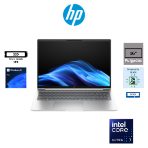 LAPTOP HP PROBOOK 4 AIG1I 16" INTEL CORE ULTRA 7 255U 24GB DDR5 1TB SSD INTEL GRAPHICS WUXGA WINDOWS 11 PRO