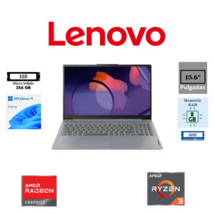 LAPTOP LENOVO IDEAPAD SLIM 3 15AMN8 AMD RYZEN 3 30 256GB SSD 8GB DDR5 AMD RADEON GRAPHICS 15.6 FHD (1920X1080) WINDOWS 11 HOME COLOR GRAY