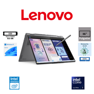 LAPTOP LENOVO YOGA 7 2-IN-1 16IPH11 INTEL CORE ULTRA 7 355 UP TO 4.7GHZ 512GB SSD 16GB DDR5 16 WUXGA (1920X1200) TOUCHSCREEN WINDOWS 11 HOME COLOR LUNA GREY